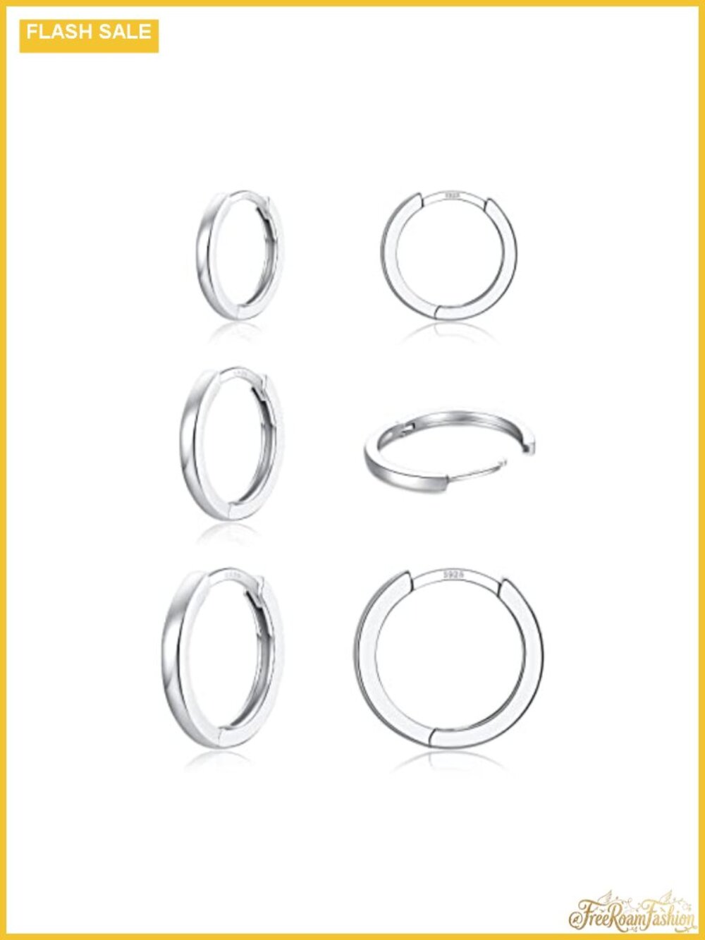 925 Sterling Silver Small Huggie Hoop Earrings Set of 3 Sizes
